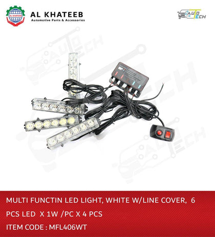 Multi Function LED Light White with Line Cover 6PCS LED x 1Q/PC x 4PCS