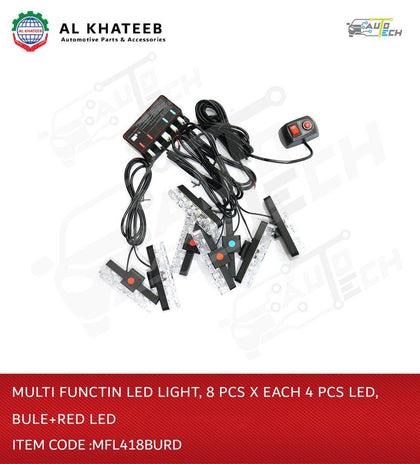 Multi Function LED Light 8PCS X Each 4PCS LED Blue+Red LED