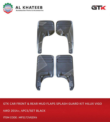 GTK Car Front & Rear Mud Flaps Splash Guard Kit Hilux Vigo 4Wd 2014+, 4Pcs/Set Black