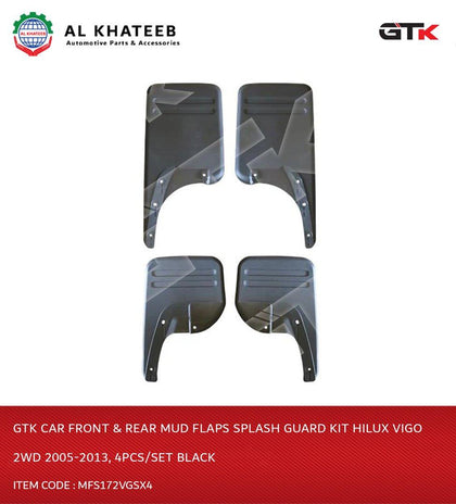 GTK Car Front & Rear Mud Flaps Splash Guard Kit Hilux Vigo 2Wd 2005-2013, 4Pcs/Set Black