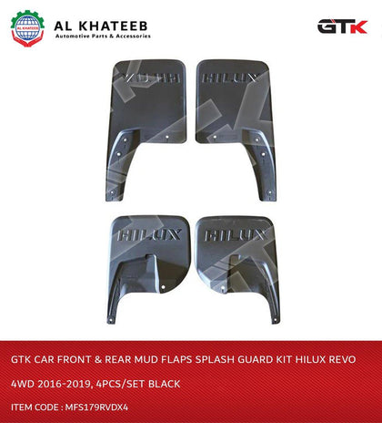 GTK Car Front & Rear Mud Flaps Splash Guard Kit Hilux Revo 4Wd 2016-2019, 4Pcs/Set Black