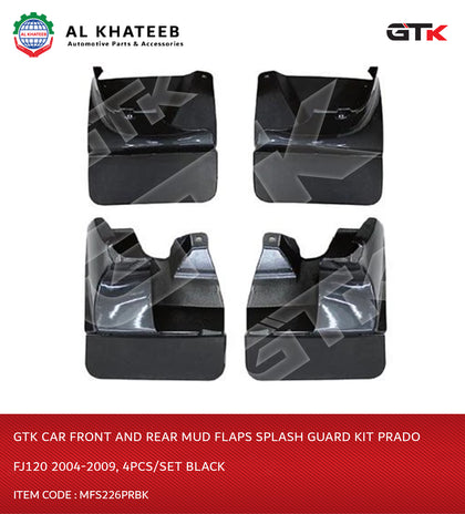 GTK Car Front And Rear Mud Flaps Splash Guard Kit Prado FJ120 2004-2009, 4Pcs/Set Black