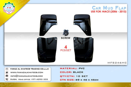 GTK Car Front And Rear Mud Flaps Splash Guard Kit Hiace 2006-2013, 4Pcs/Set Black