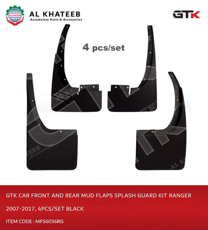 GTK Car Front And Rear Mud Flaps Splash Guard Kit Ranger 2007-2017, 4Pcs/Set Black