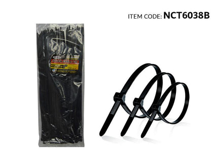 Al Khateeb Sports Design Car Zip Ties, 100 Pcs 6X380Mm Cable Tie, Adjustable Durable Self Locking Nylon Zip Cable Ties, Black
