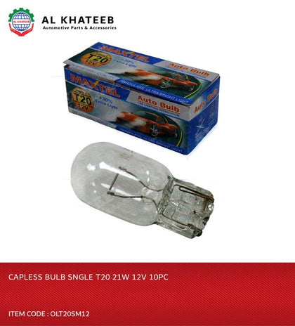 CAPLESS BULB SNGLE T20 21W 12V 10PC