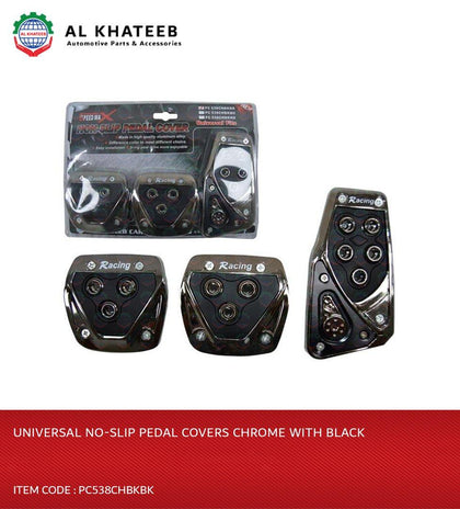 Universal No-Slip Pedal Covers Chrome With Black