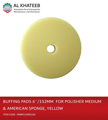 Buffing Pads 6''/152mm  for Polisher Medium & American Sponge, Yellow