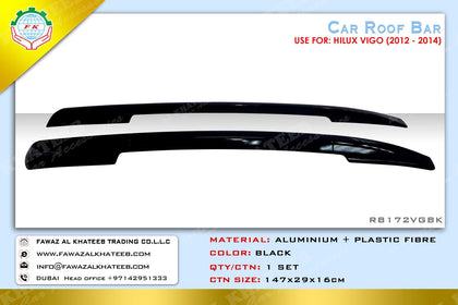 GTK Aluminium Roof Rack Rail Bar For Hilux Vigo 2012-2014, Black