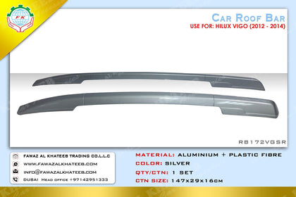 GTK Aluminium Roof Rack Rail Bar For Hilux Vigo 2012-2014, Silver