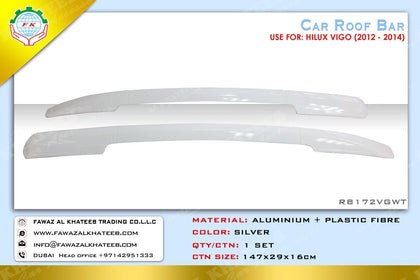 GTK Car Roof Rack Cross Bar Aluminum Hilux Vigo 2012-2014, 2Pcs/Set White
