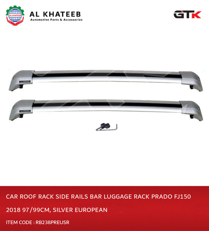 Car Roof Rack Side Rails Bar Luggage Rack Prado Fj150 2018 97/99Cm, Silver European