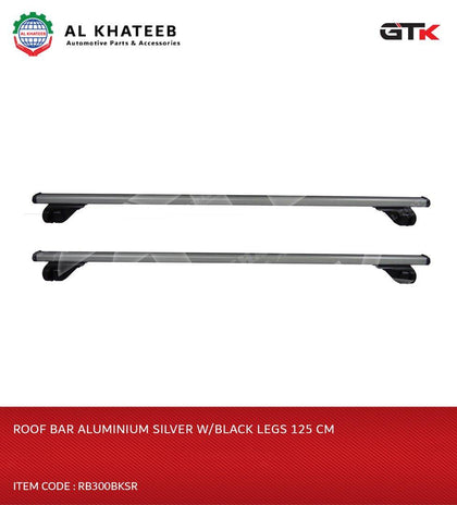 ROOF BAR ALUMINIUM SILVER W/BLACK LEGS 125 CM