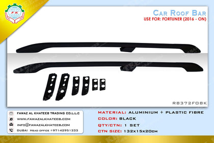GTK Car Aluminium, Plastic Fiber Lengthen Roof Bar Roof Rail Roof Rack Fortuner 2010, Black