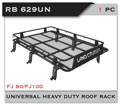 GTK Heavy Duty Roof Rack Cargo Basket For Universal Land Cruiser FJ80 And FJ100, Black