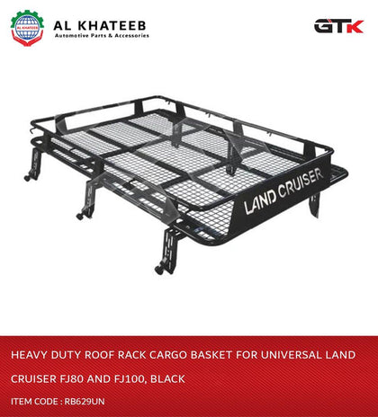 Heavy Duty Roof Rack Cargo Basket For Universal Land Cruiser FJ80 And FJ100, Black