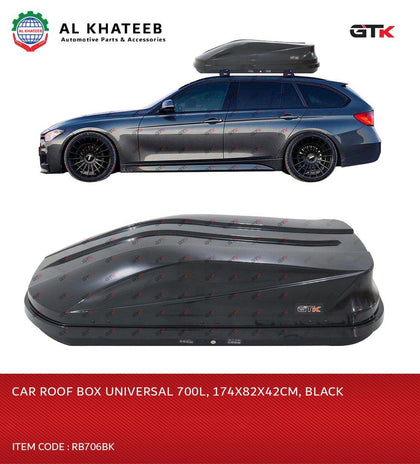 CAR ROOF BOX 700L, 174X82X42CM, BLACK