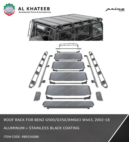 ROOF RACK FOR G500/G350/AMG63 W463   2002-18  ALUMINUM+STAINLESS BLACK COATING