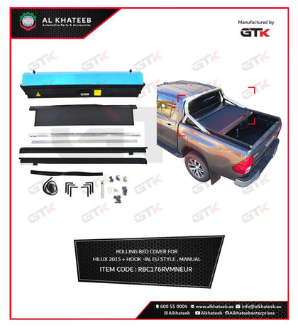 GTK Manual Rolling Tonneau Cover Retractable Bed For Hilux Revo 2015+ European Type