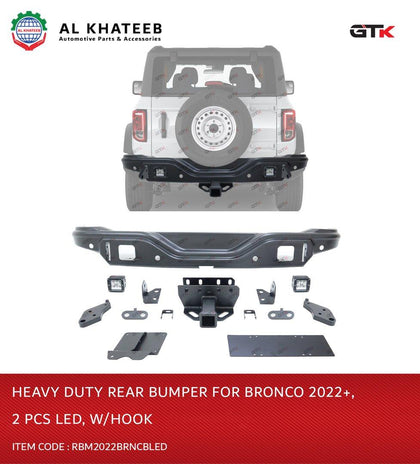 GTK Heavy Duty Rear Bumper With LED & 2 Hanger For Bronco 2022