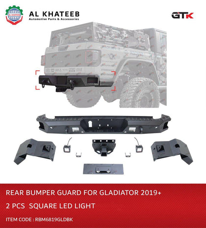 REAR BUMPER GUARD FOR GLADIATOR 2019+, 2 PCS  SQUARE LED  LIGHT