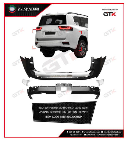 GTK Car Rear Bumper Set Land Cruiser Lc300 2022+ Upgrade To Zx/Vxr Edition, 