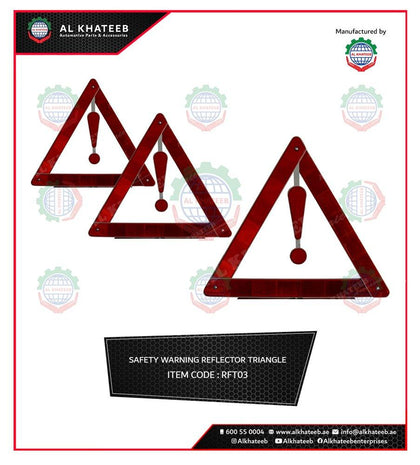 Triangle Reflector Back Side White Red Reflector 38CM X 4.5CM