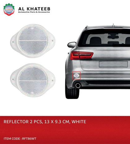 King Tools Universal Car Rear Exterior Accessories Reflector Square Design Patch Double Sided Tape 2Pcs, 13X9.3Cm White