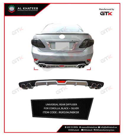 GTK Universal Rear Diffuser For Corolla Black&Silver