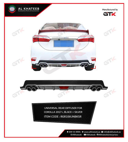 Universal Rear Diffuser For Corolla 2017+ Black&Silver