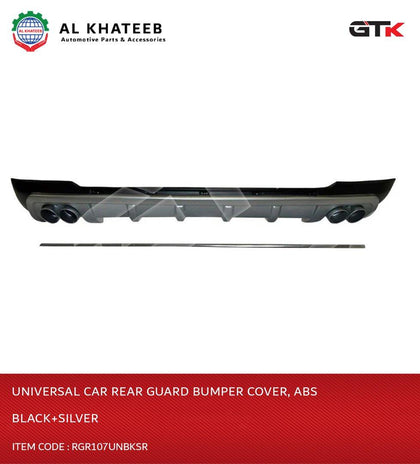 GTK Universal Car Rear Guard Bumper Cover, ABS Black+Silver