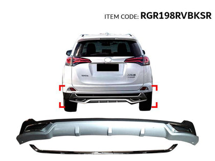 GTK Car Rear Bumper Guard With LED Rav4 2016, ABS, Chrome+Black