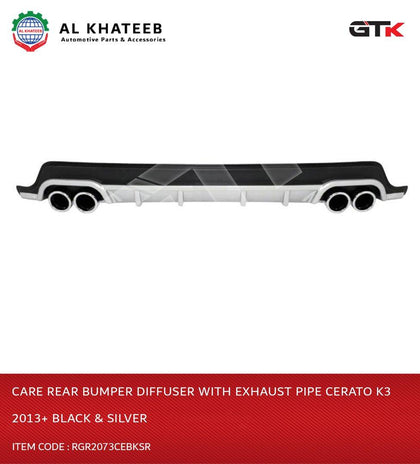 GTK Care Rear Bumper Diffuser With Exhaust Pipe Cerato K3 2013+ Black & Silver