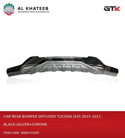 GTK Car Rear Bumper Diffuser Tucson Ix35 2015-2017, Black+Silver+Chrome