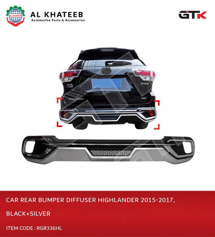 GTK Car Rear Bumper Diffuser Highlander 2015-2017, Black+Silver