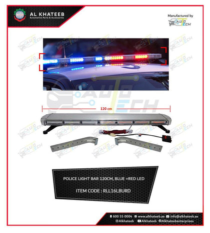 Universal Car Fit Police Light Bar Bule+Red LED 120Cm