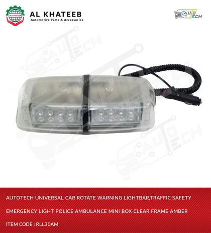 Universal Car Rotate Warning Lightbar,Traffic Safety Emergency Light Police Ambulance Mini Box Clear Frame Amber