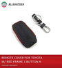 Universal 3 Buttons Leather Remote Smart Key Fob Case With Red Frame, Design A