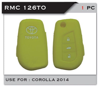 Al Khateeb Toyota Universal Car 3 Buttons Remote Smart Key Fob Silicone Case Cover, Yellow Green