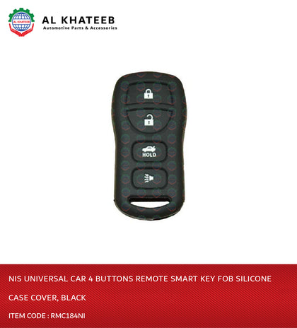 Universal Car 4 Buttons Remote Smart Key Fob Silicone Case Cover, Black