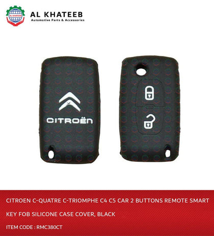 Citroen C-Quatre C-Triomphe C4 C5 Car 2 Buttons Remote Smart Key Fob Silicone Case Cover, Black