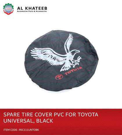 Al Khateeb Toyota Universal Spare Tire Cover With Eagle Design, Black,PVC