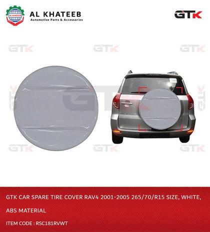 GTK Car Spare Tire Cover Rav4 2001-2005 265/70/R15 Size, White, ABS Material