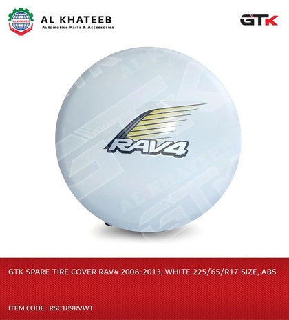 GTK Spare Tire Cover RAV4 2006-2013, White 225/65/R17 Size, ABS