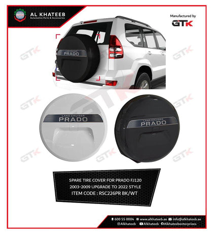 GTK Spare Tire Cover Prado FJ120 2003-2009, 265X65X17, Black, ABS