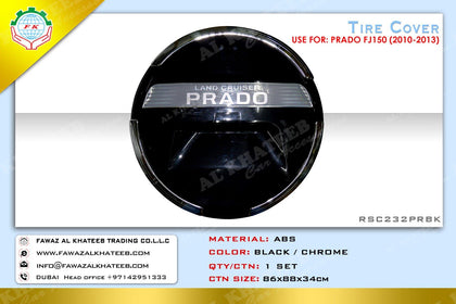Toyota Prado Fj150 GTK Spare Tire Cover 2010-2013, Chrome+Black, Abs