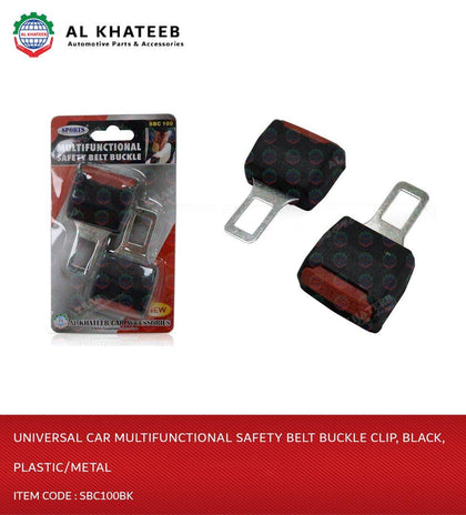 Universal Car Multifunctional Safety Belt Buckle Clip, Black, Plastic/Metal