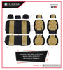 GTK Universal Car Seat Cover Leather With Diamond Velvet Embroidery, 11Pcs Set, 5 Seater, Black, Dark Beige