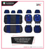 GTK Universal Car Seat Cover Leather With Diamond Velvet Embroidery, 11Pcs Set, 5 Seater, Black, Dark Bule