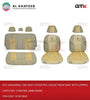 GTK Universal Car Seat Cover PVC+Velvet Rear Seat With Zipper, 12Pcs Set, 5 Seater, Dark Beige